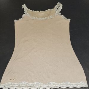 Converse Army Green Tank Top w/lace trim Sz M